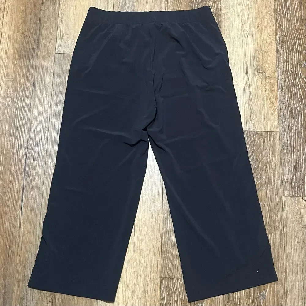 J.Jill Fit Collection Women's Black Wide Leg Cropped Pants M Stretch Yoga Gym - Picture 3 of 5